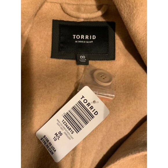Torrid Long Tan Button-Up Overcoat, Size 00 , NWT! - Picture 7 of 7